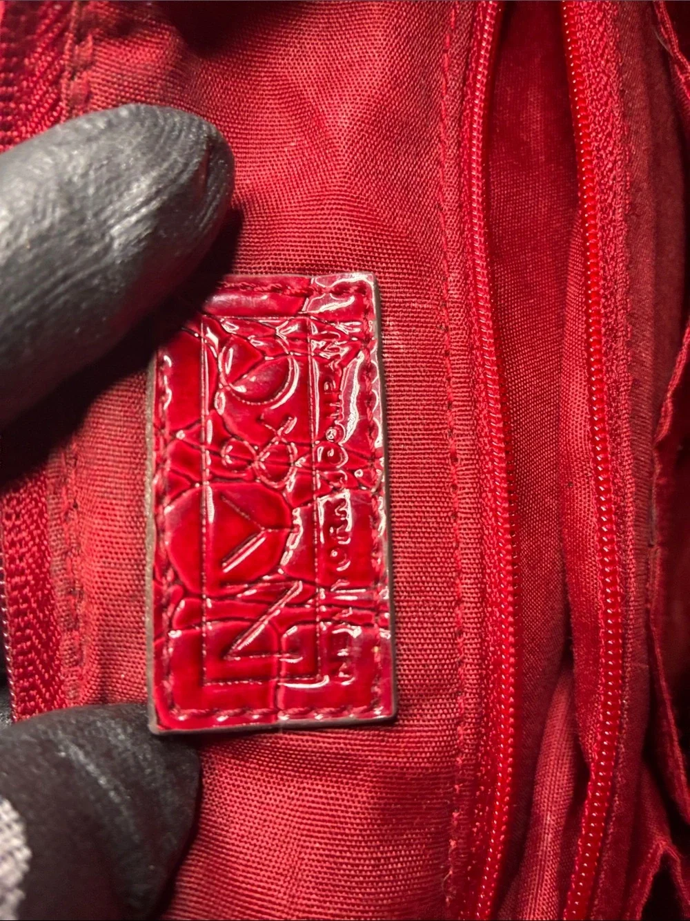 New York & Company Red Croc-Embossed Shoulder Bag with Buckle Accent - Picture 6 of 6